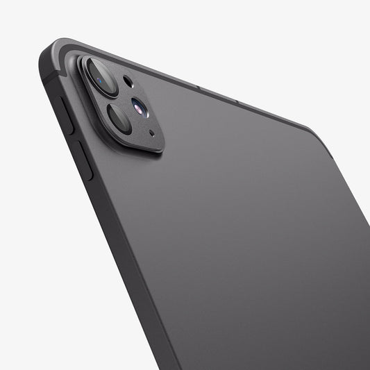 AGL07791 - iPad Pro 13-inch (2024) Optik Pro EZ Fit Lens Protector in Space Black showing the back, lens protector installed