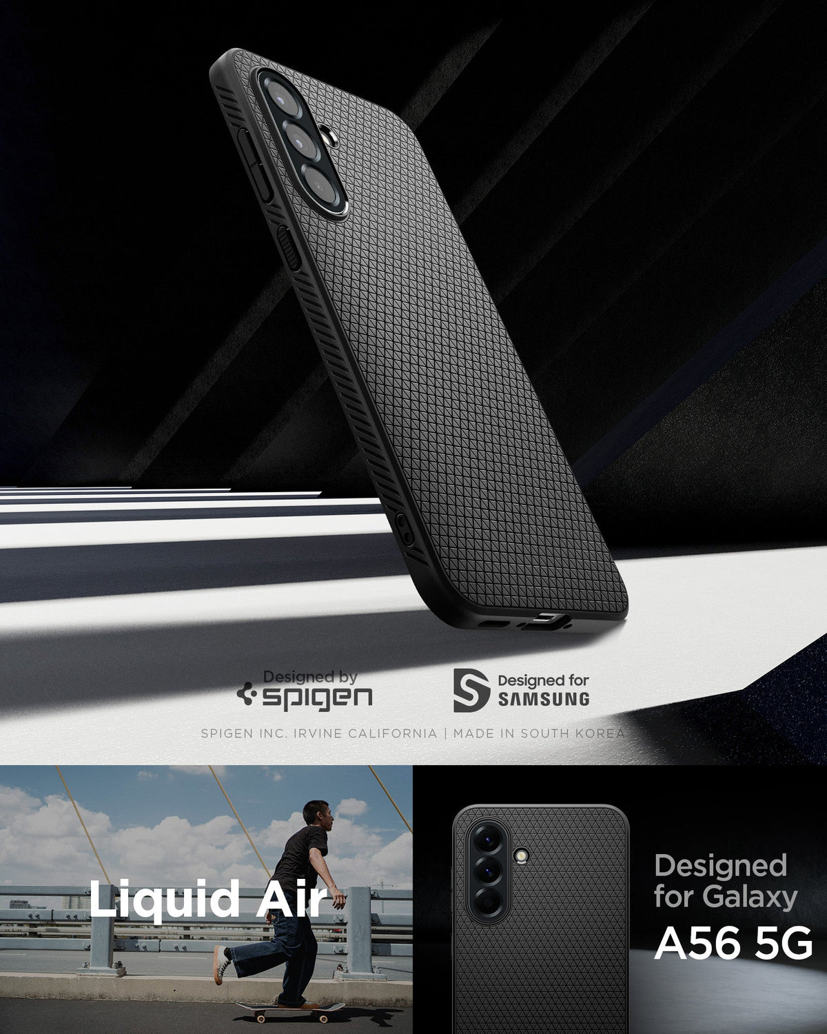 ACS09291 - Galaxy A56 5G Case Liquid Air in Matte Black designed by spigen. Designed for samsung.