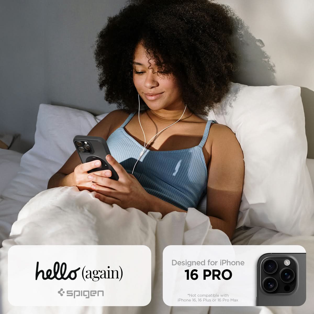 ACS08384 - iPhone 16 Pro Case Ultra Hybrid Classic (MagFit) in Classic Black hello again spigen. Designed for iPhone.