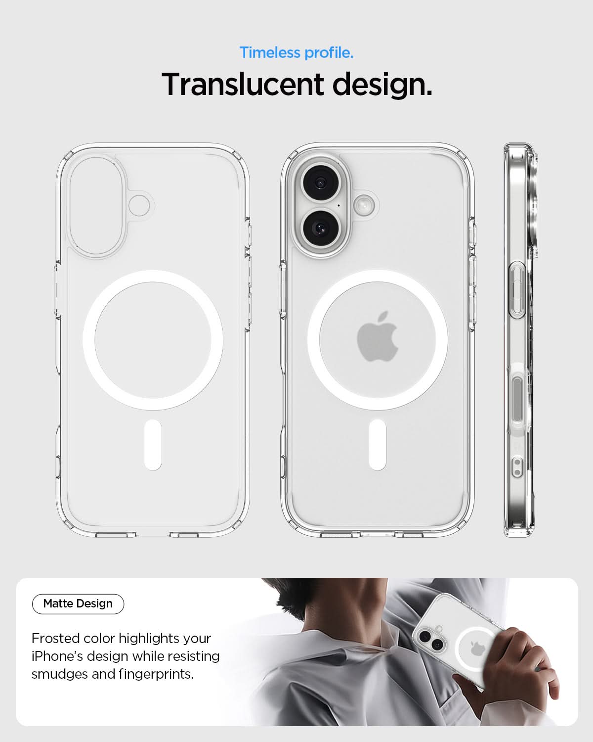 ACS10086 - iPhone 17 Ultra Hybrid (MagFit) in Frost White showing long lasting clarity. keep it clear with duraclear.