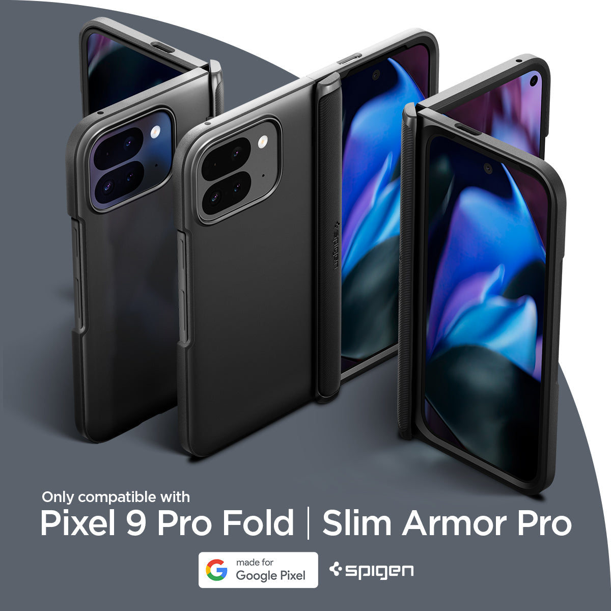 ACS07587 - Pixel 9 Pro Fold Case Slim Armor Pro in Black made for google only compatible with pixel 9 pro fold, slim armor pro.