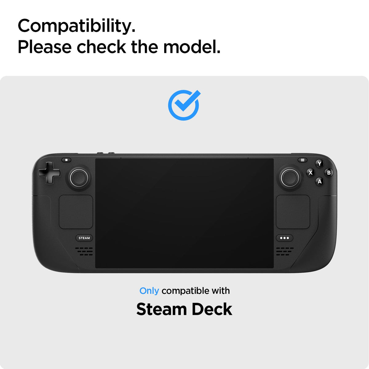 AGL05600 - Steam Deck Screen Protector EZ FIT GLAS.tR showing the compatibility. Only compatible with Steam Deck