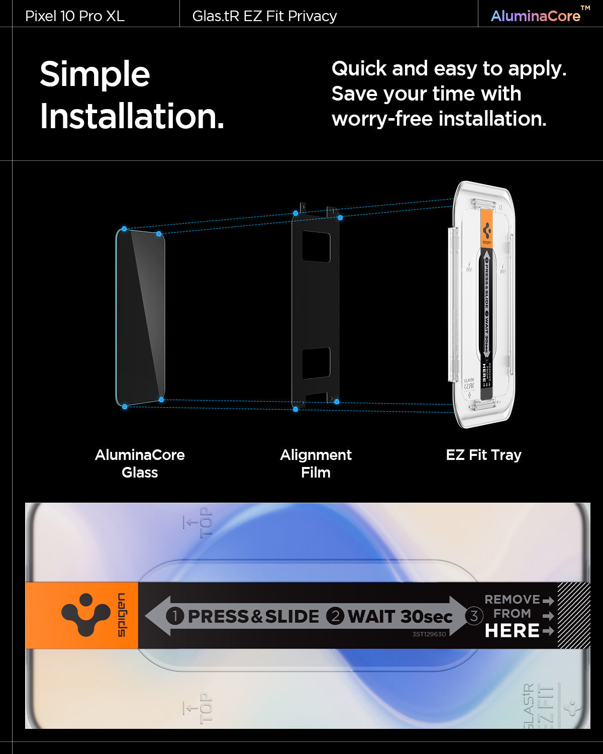 AGL09313 - Pixel 10 Pro XL GLAS.tR EZ Fit Privacy Screen Protector. Simple Installation. Quick and easy to apply. Save your time with worry-free installation.