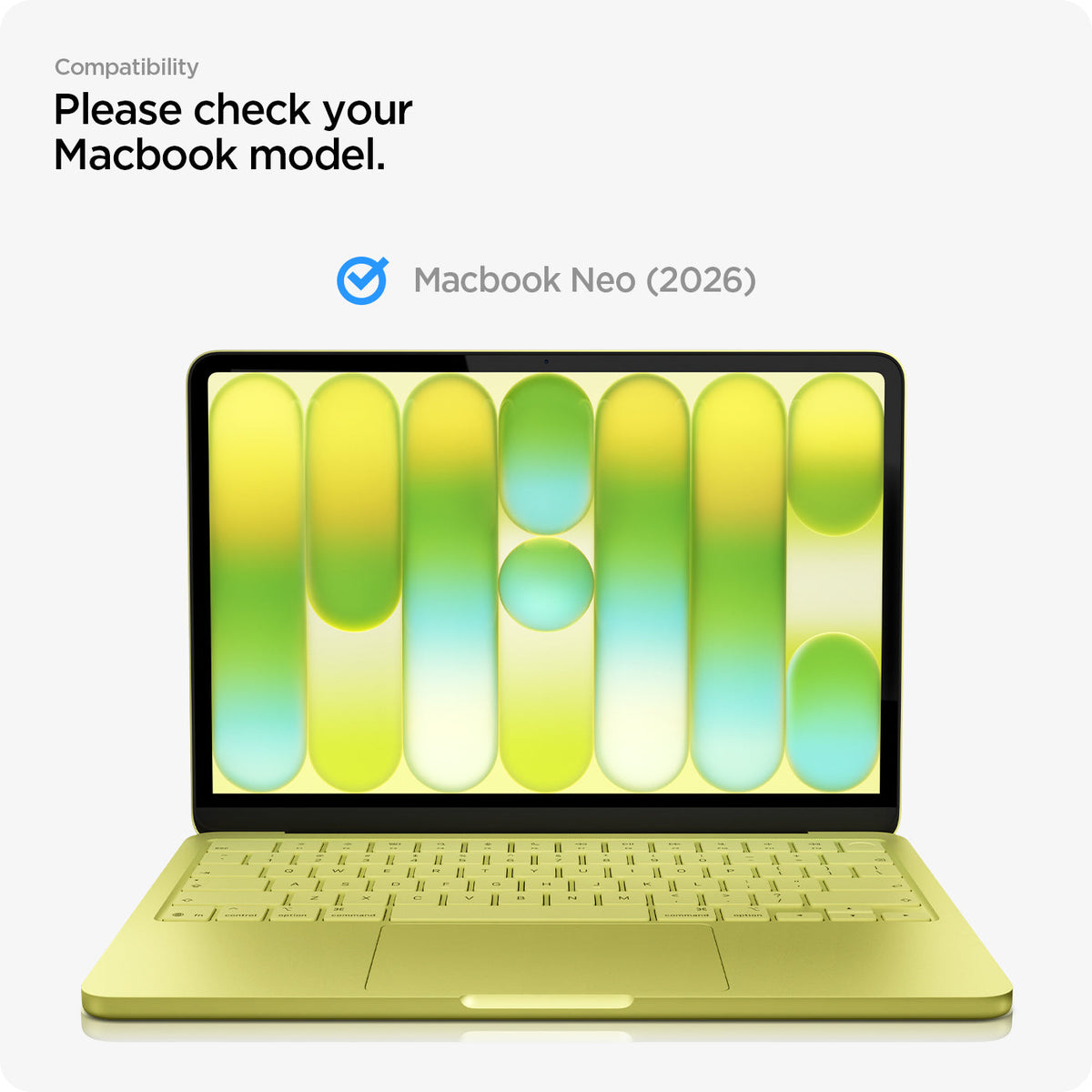 AGL11669 - MacBook Neo 13-inch Glas.tR Slim in Clear showing please check your Macbook model