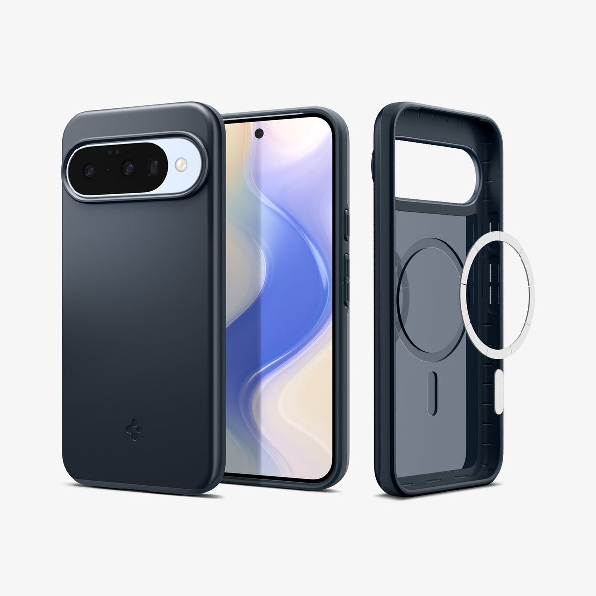 ACS09700 - Pixel 10, Pixel 10 Pro Thin Fit (MagFit) in Metal Slate showing the back, front and inside