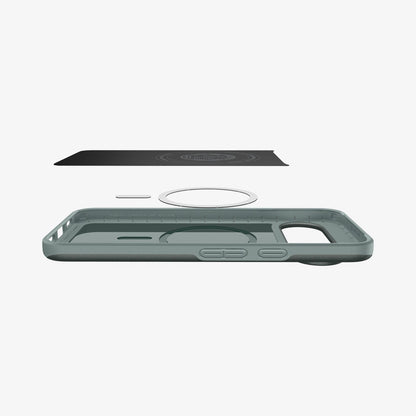 ACS09701 - Pixel 10, Pixel 10 Pro Thin Fit (MagFit) in Sage Green showing the multiple layers of case with device