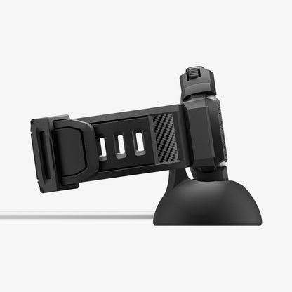 ACS09484 - Pixel Watch 4 (41mm) Band Rugged Armor Pro in black showing the side with watch on charging stand