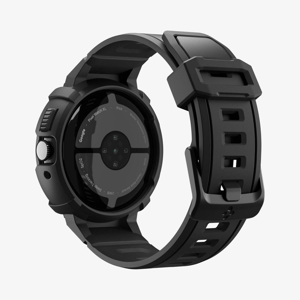 ACS09484 - Pixel Watch 4 (41mm) Band Rugged Armor Pro in black showing the back and side