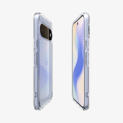 ACS11440 - Pixel 11 Ultra Hybrid Crystal Clear front and back angled views display the slim profile, responsive buttons, and precise overall fit.