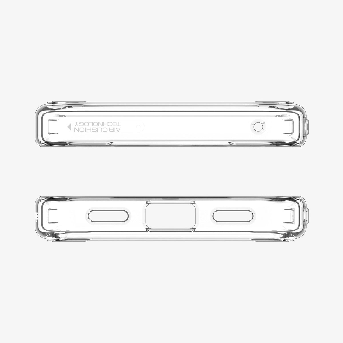 ACS11440 - Pixel 11 Ultra Hybrid Crystal Clear top and bottom views highlight precise cutouts, speaker openings, charging port access, and a clean fit.