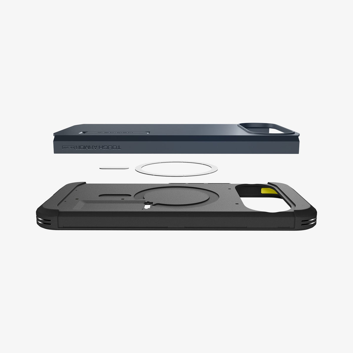 ACS09729 - Pixel 10 Pro XL Tough Armor AI (MagFit) in Metal Slate showing the multiple layers of case with device