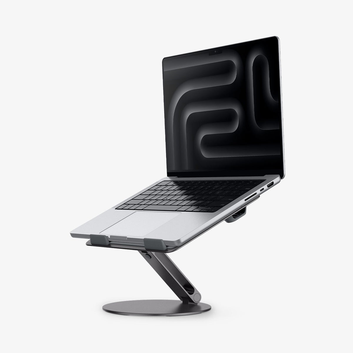 AMP09303 - Laptop Stand | LD206C in Space Gray showing the front of the device and partial side of the stand