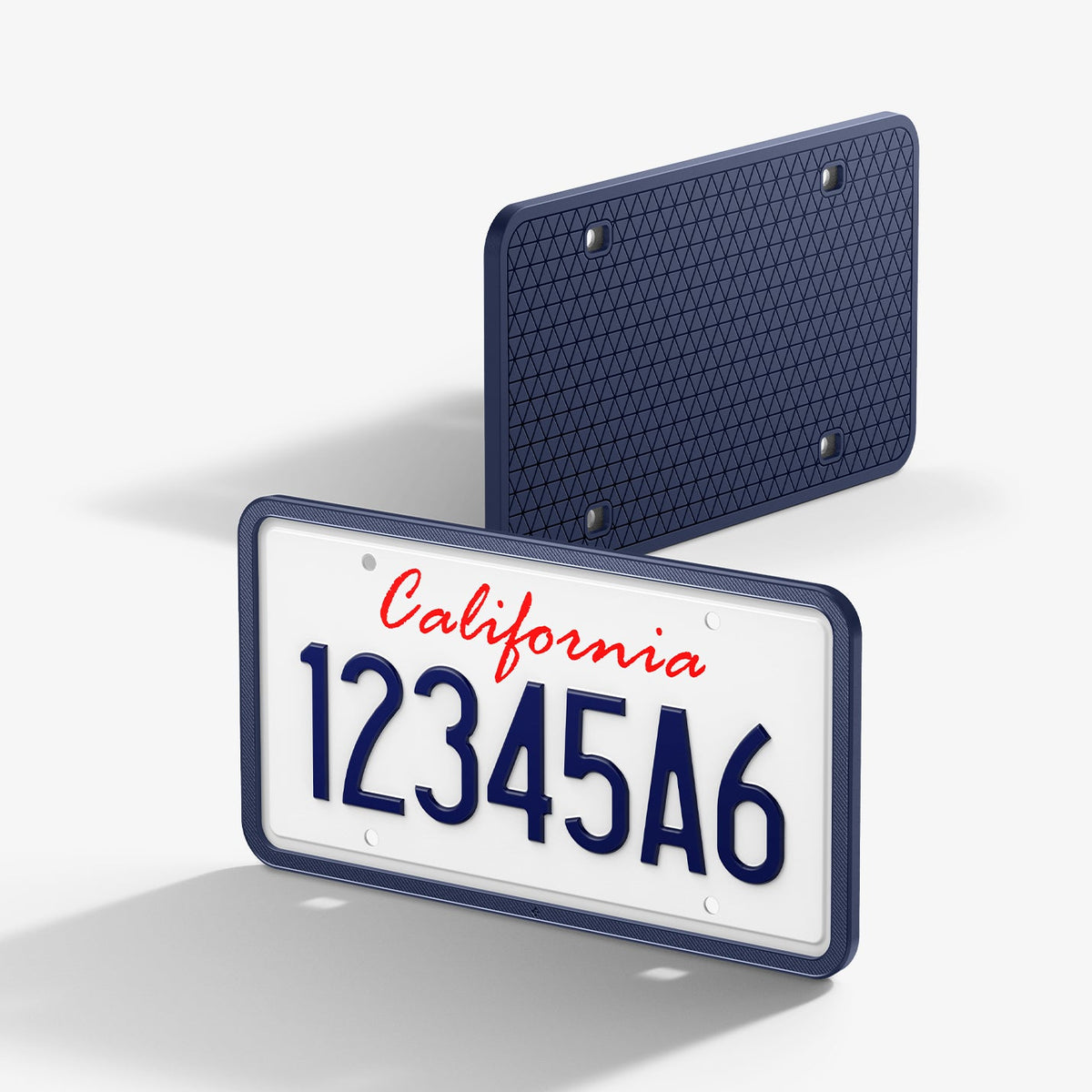 ACP12021 - License Plate Frame | LP100 in Blue showing the front and back