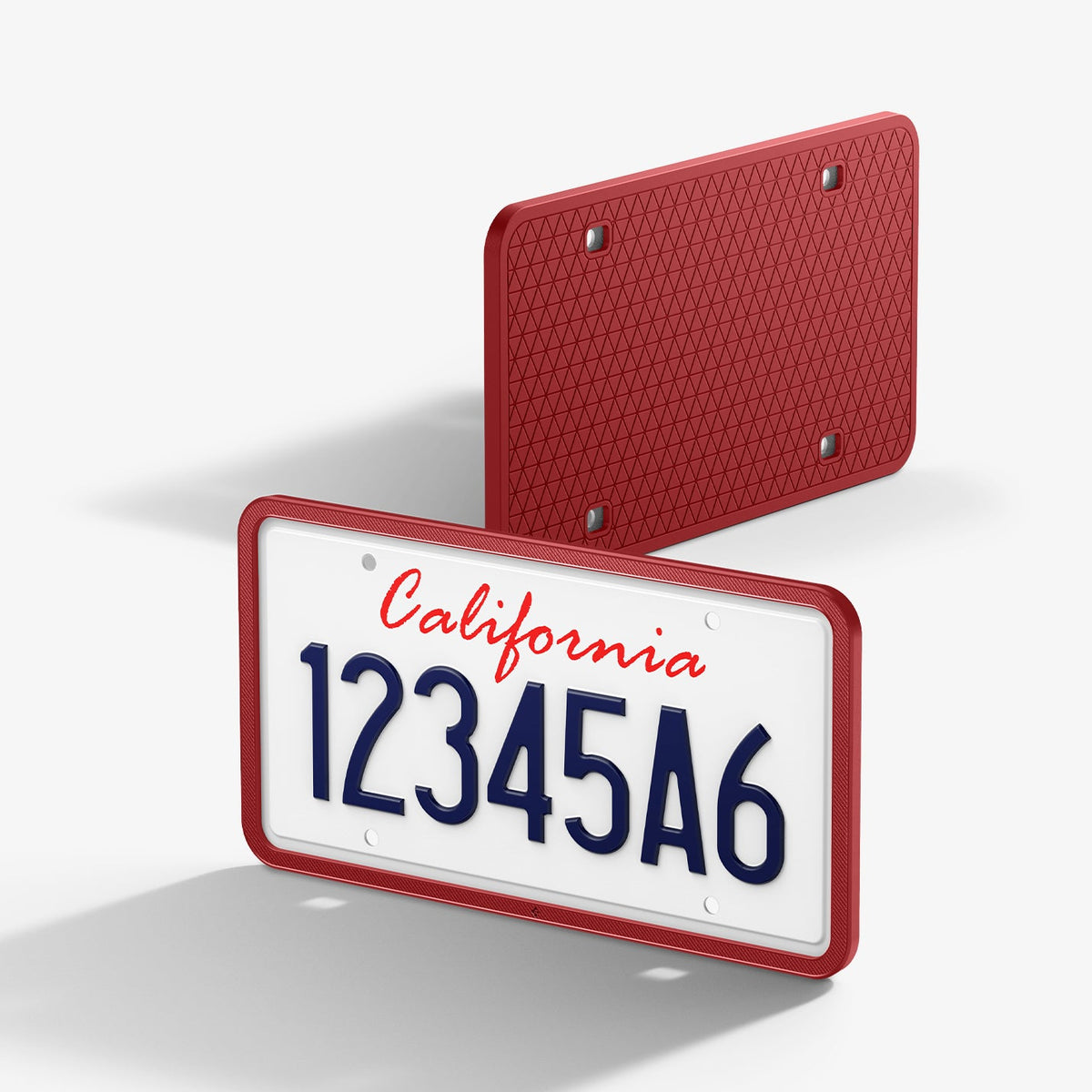ACP12022 - License Plate Frame | LP100 in Red showing the front and back