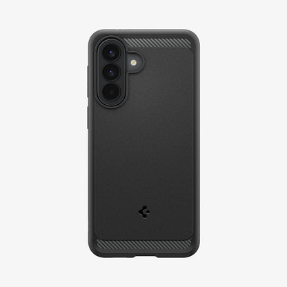 ACS09794 - Spigen Rugged Armor Galaxy A57 5G case in Matte Black - back view showing matte finish and carbon fiber corner accents