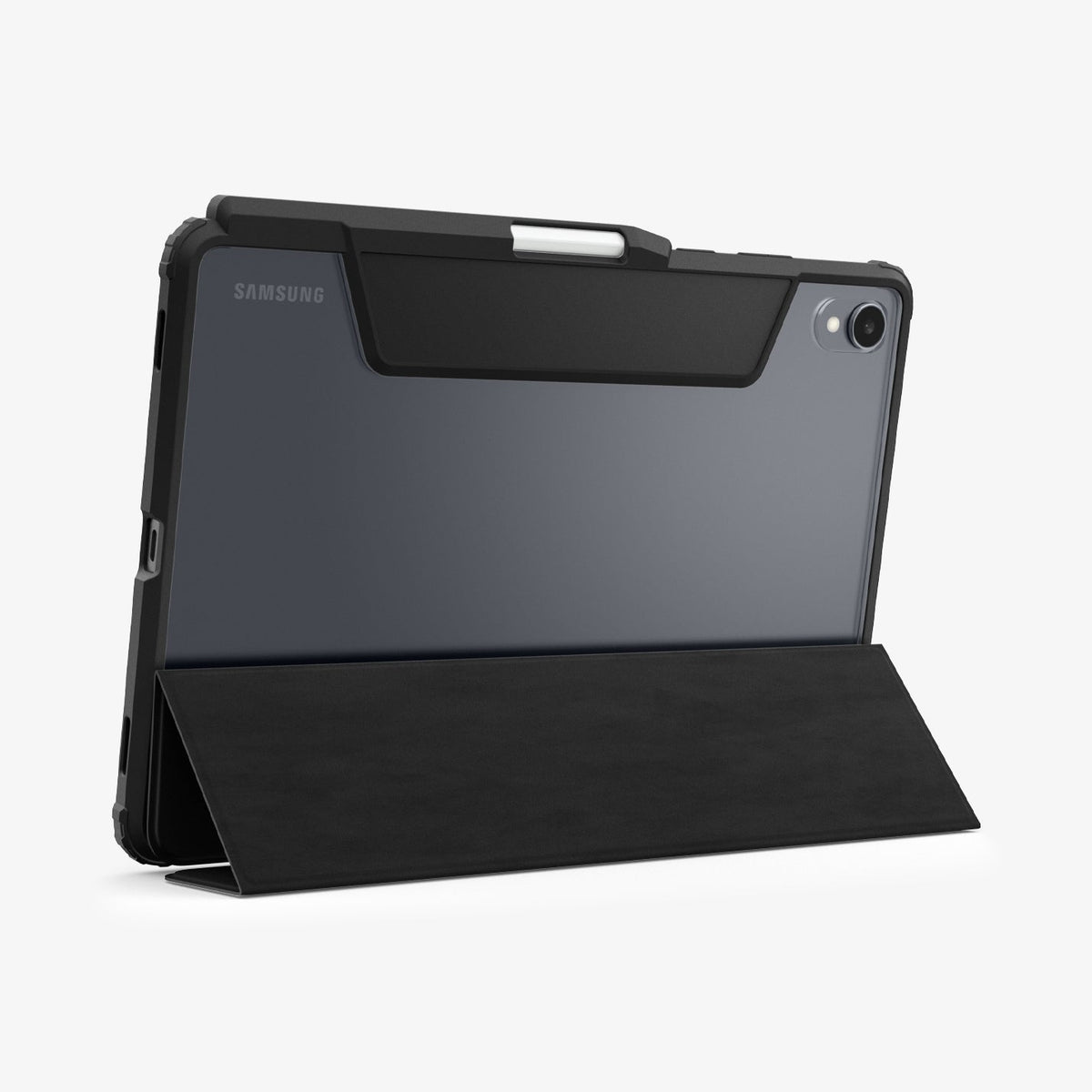 ACS10212 - Galaxy Tab S11 Series Ultra Hybrid Pro in Black showing the back with device propped up by built in kickstand