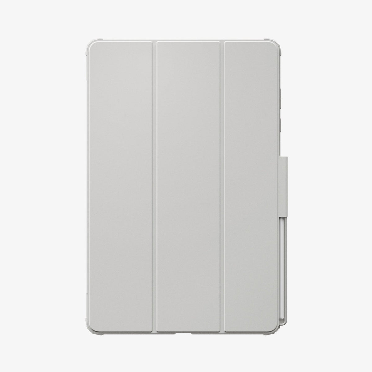 ACS11826 - Galaxy Tab S12+ Ultra Hybrid Pro in Gray showing the front of a closed folio tablet case with a tri-fold cover and stylus storage along the side.