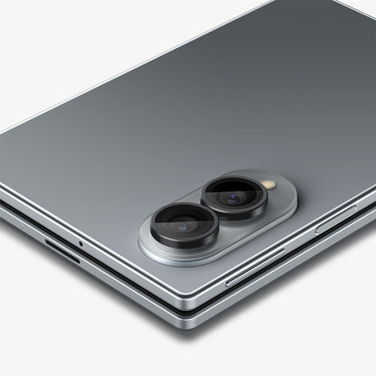 AGL11761 - Galaxy Z Fold 8 Optik Pro EZ Fit showing a close-up angled view of the Galaxy Z Fold 8's dual camera lenses with the Optik Pro EZ Fit protector installed.