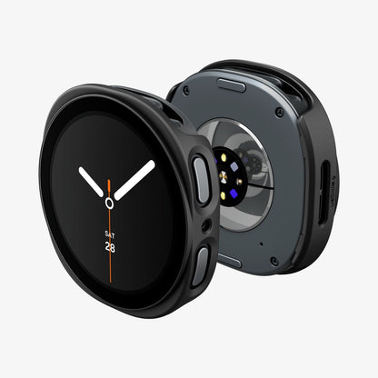 ACS11597 - Galaxy Watch 9 (40mm) Thin Fit 360 showing the case's front and back views together, highlighting the button and sensor cutouts
