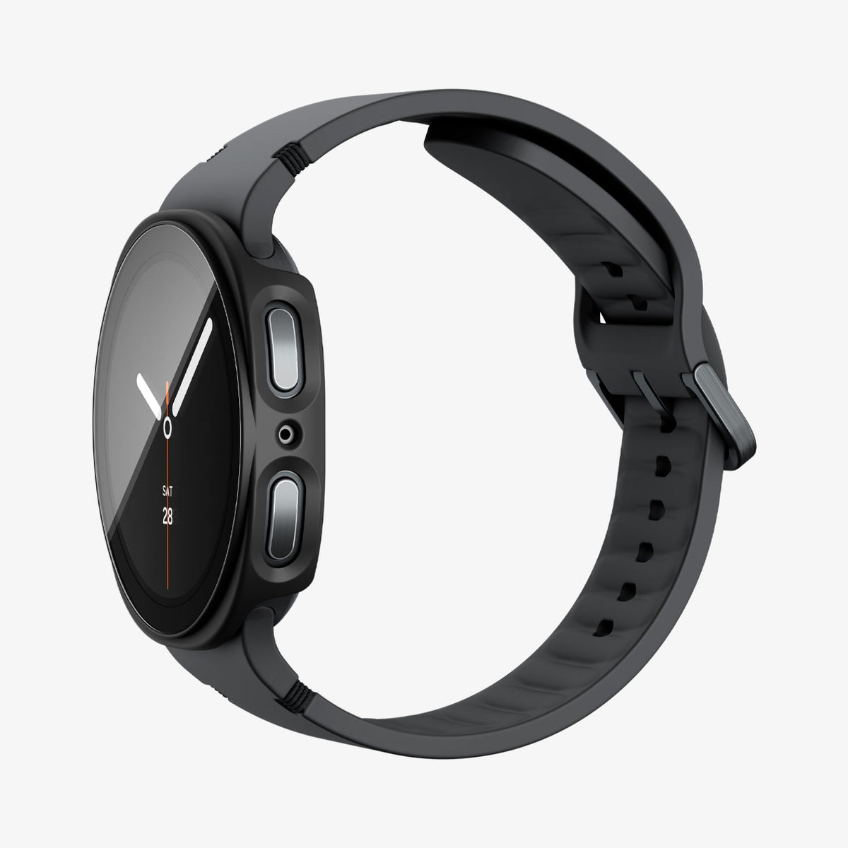 ACS11597 - Galaxy Watch 9 (40mm) Thin Fit 360 showing the case's side profile with button cutouts and band on the smartwatch