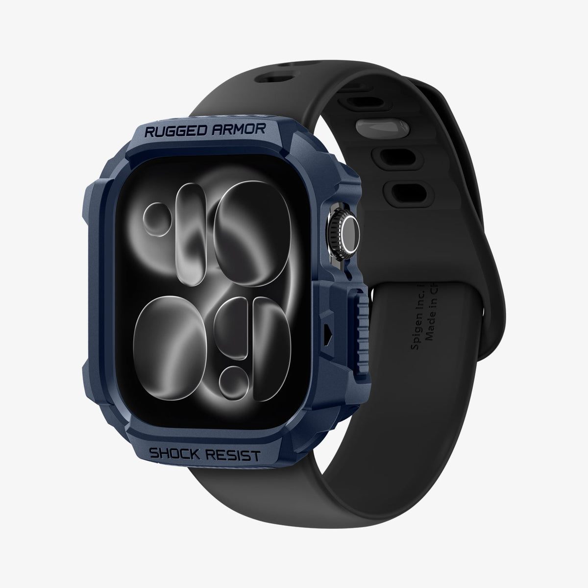 ACS10501 - Apple Watch 10/11 (46mm) Rugged Armor 2 in Navy Blue showing the front and inside of band