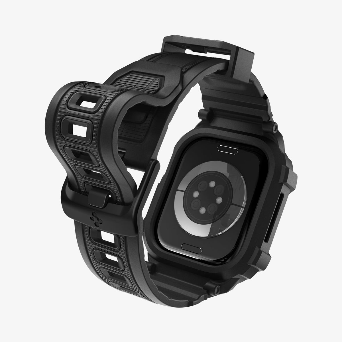 ACS10494 - Apple Watch 10/11 (42mm) Rugged Armor Pro 2 in Matte Black showing the back and inside of band