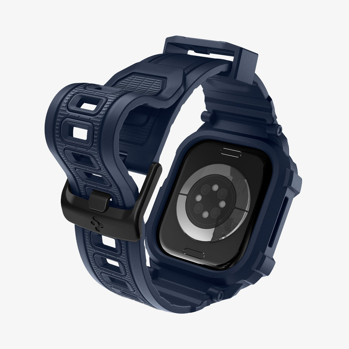 ACS10505 - Apple Watch 10/11 (46mm) Rugged Armor Pro 2 in Navy Blue showing the back and inside of band