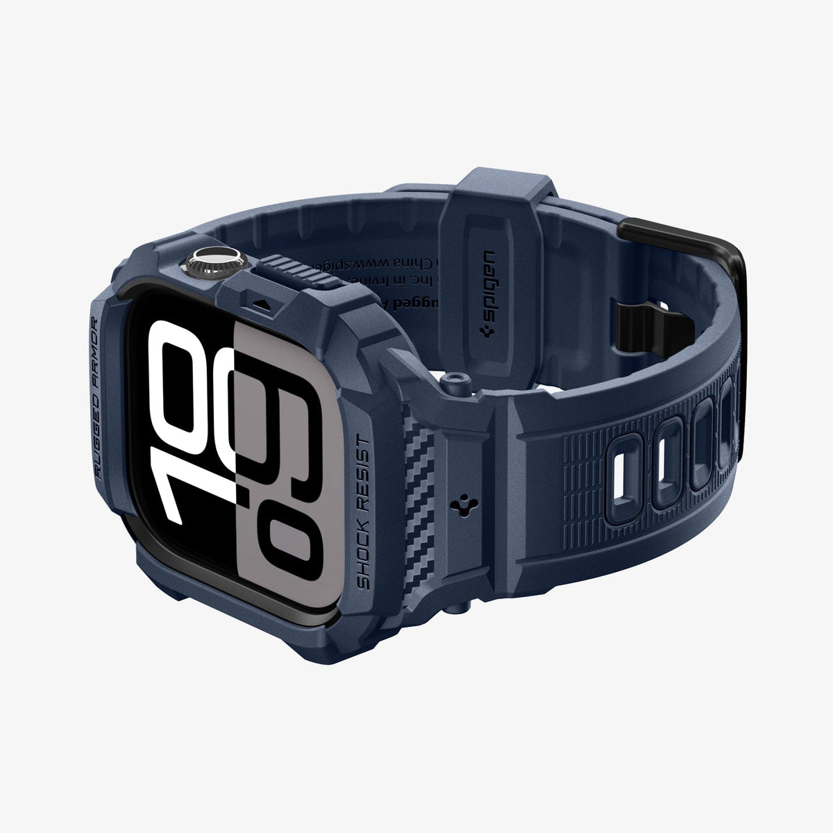 ACS10505 - Apple Watch 10/11 (46mm) Rugged Armor Pro 2 in Navy Blue showing the front, bottom and side