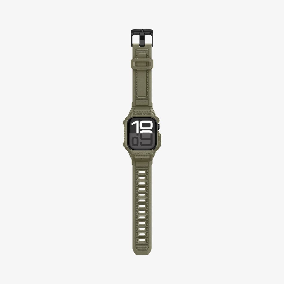 ACS10507 - Apple Watch 10/11 (46mm) Rugged Armor Pro 2 in Vintage Khaki showing the front with watch band laid out flat