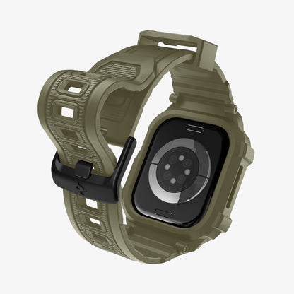 ACS10507 - Apple Watch 10/11 (46mm) Rugged Armor Pro 2 in Vintage Khaki showing the back and inside of band