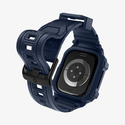 ACS10495 - Apple Watch 10/11 (42mm) Rugged Armor Pro 2 in Navy Blue showing the back and inside of band