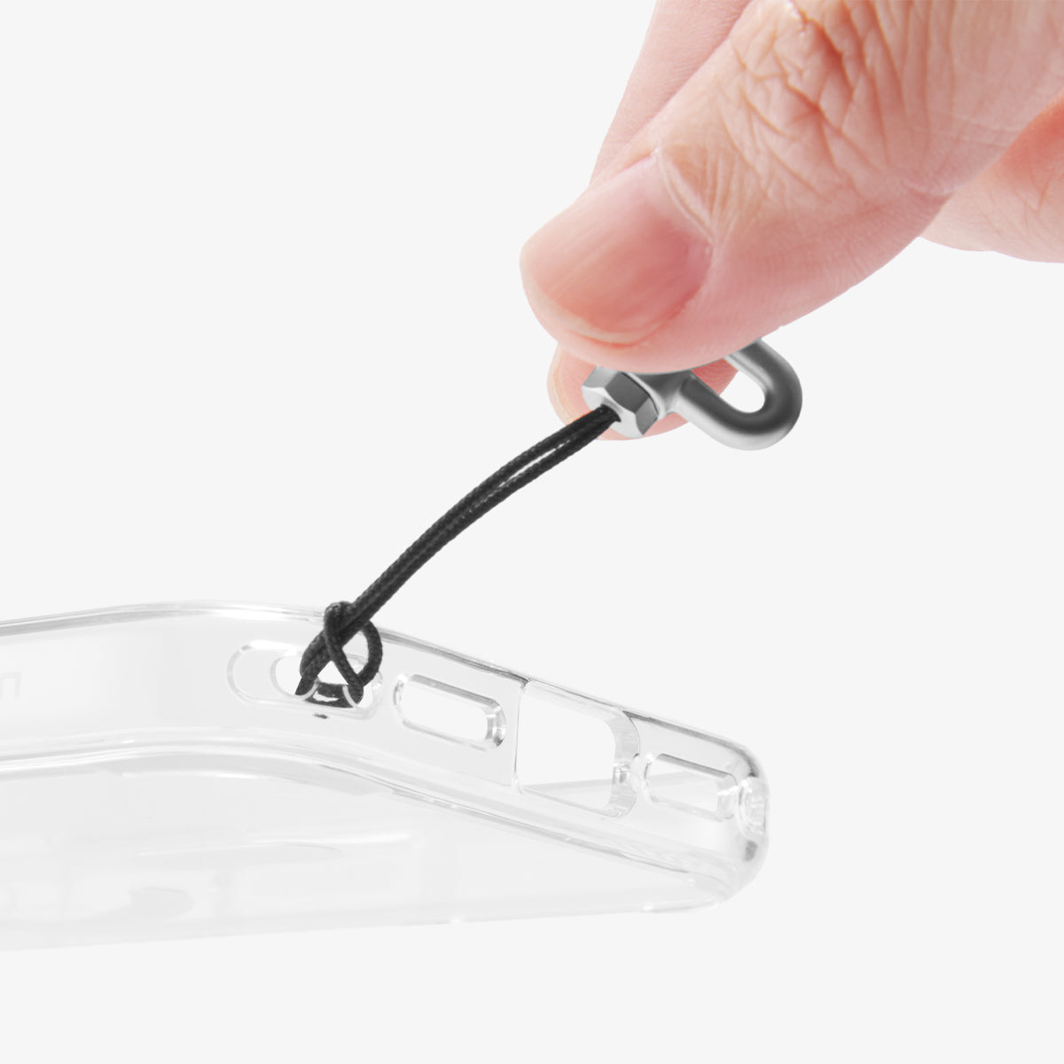 AFA10614 - Spigen Universal Lanyard Strap showing phone case corner attachment loop