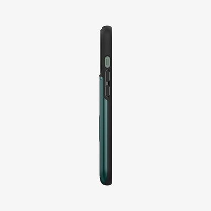 ACS04561 - iPhone 13 Pro Case Slim Armor CS in midnight green showing the side with volume controls