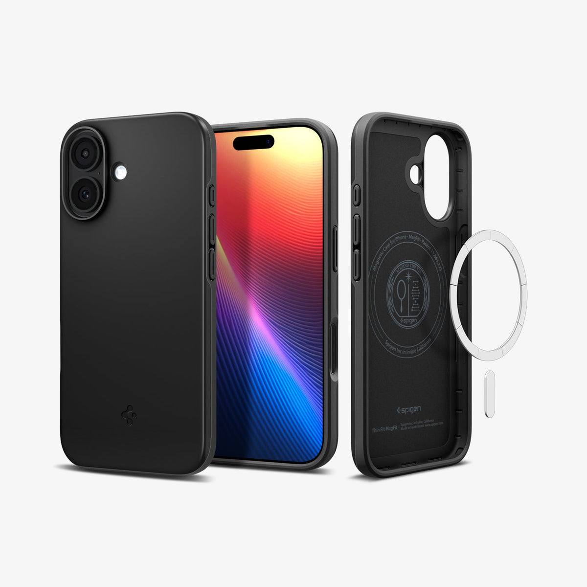 ACS09969 - iPhone 17 Thin Fit (MagFit) in Black showing the back, front and inside