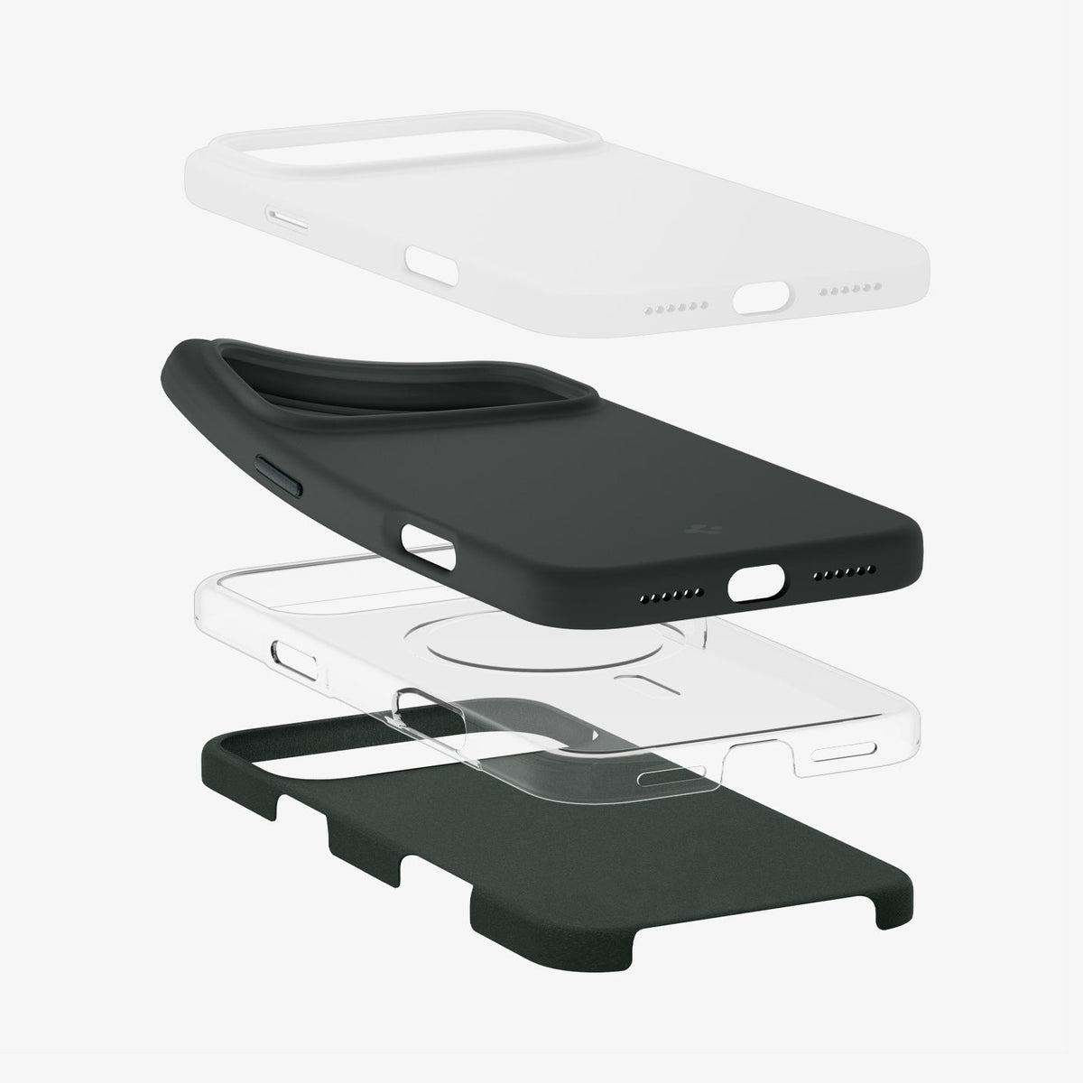 ACS09956 - iPhone 17 Pro Silicone Fit (MagFit) Case in green showing the multiple layers of case