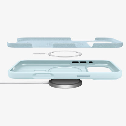 ACS10079 - iPhone 17 Pro Silicone Fit (MagFit) Case in blue showing the side and multiple layers of case