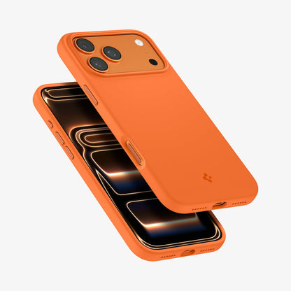 ACS11379 - iPhone 17 Pro Silicone Fit (Mag Fit) in Cosmic Orange showing the back, front and sides