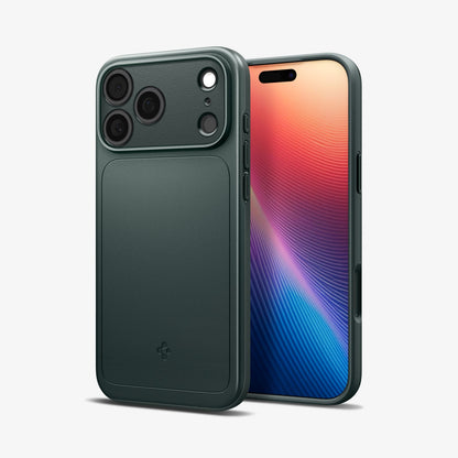 ACS09935 - iPhone 17 Pro Thin Fit (MagFit) in Abyss Green showing the back, partial front and sides