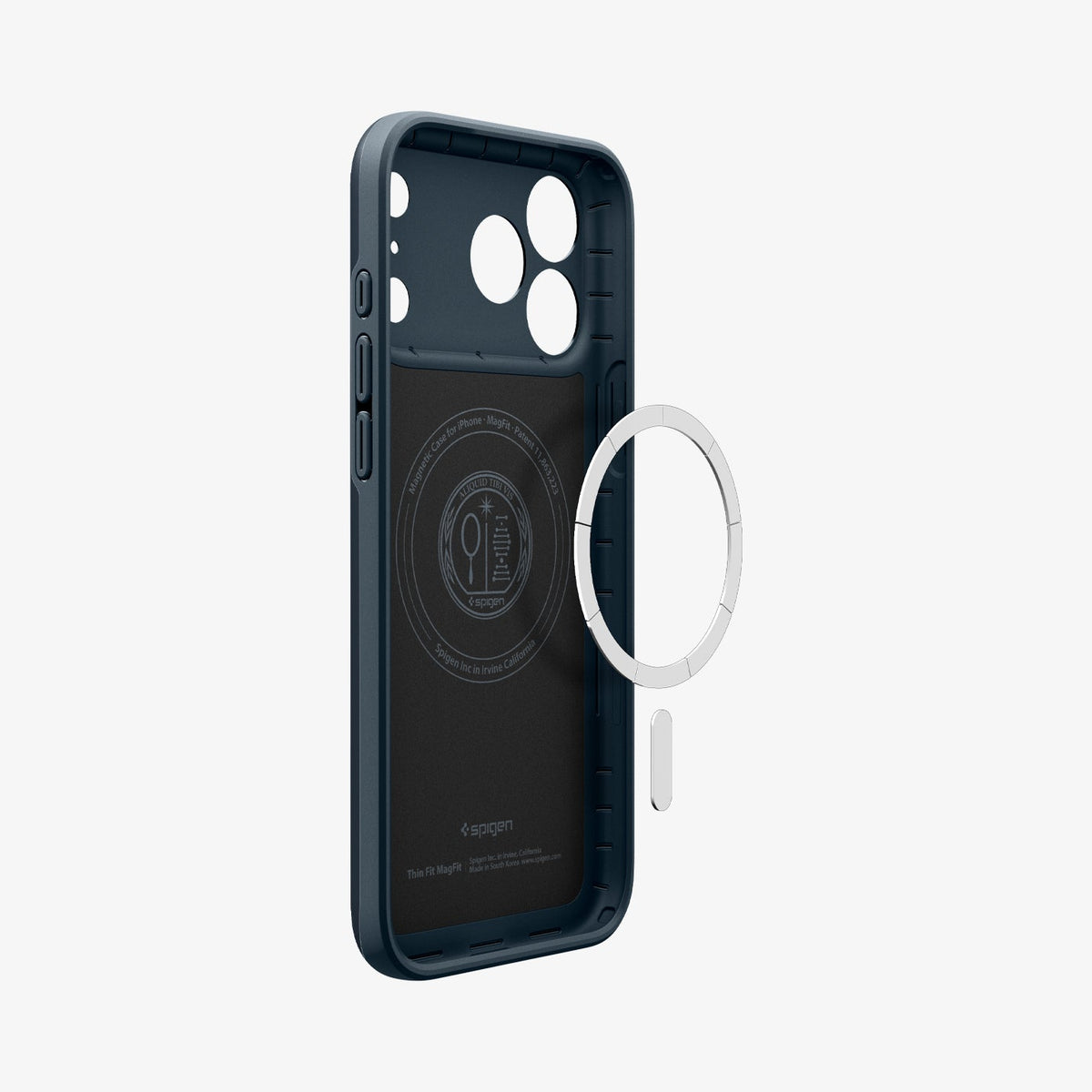 ACS09882 - iPhone 17 Pro Max Thin Fit (MagFit) in Metal Slate showing inside with magfit magnet