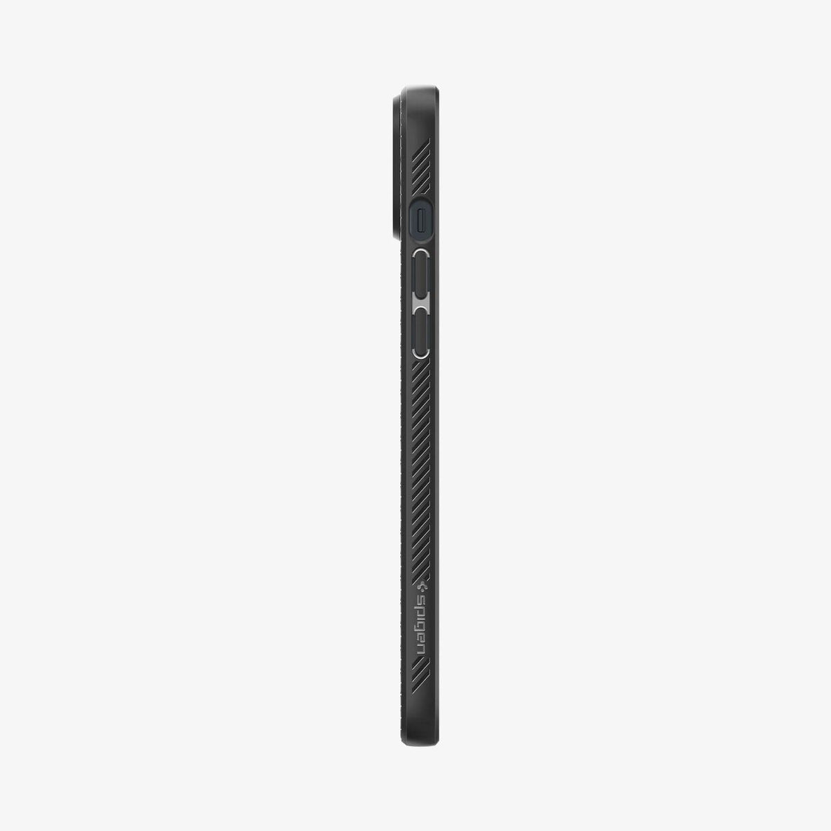 ACS04891 - iPhone 14 Plus Case Liquid Air in matte black showing the side with volume controls