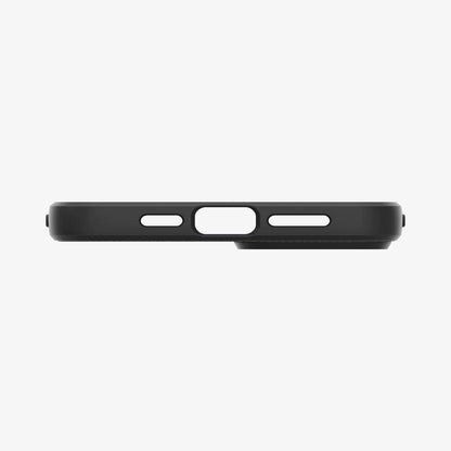 ACS05037 - iPhone 14 Case Liquid Air in matte black showing the bottom with precise cutouts