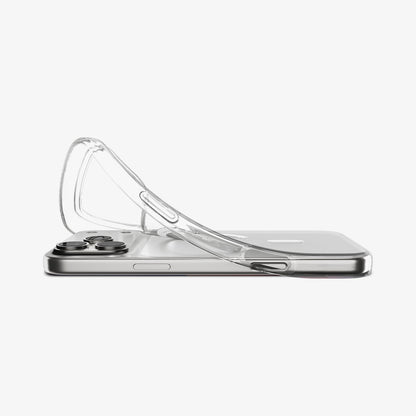ACS09630 - iPhone 17 Pro Crystal Flex (MagFit) in Clear White showing the back, hovering above the device