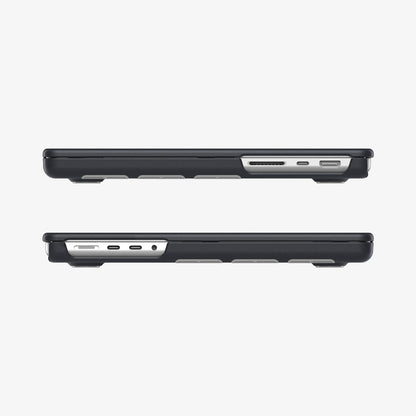 ACS11275 - MacBook Pro 16-inch Nano Pop Black Sesame showing side views with open cutouts for ports and ventilation
