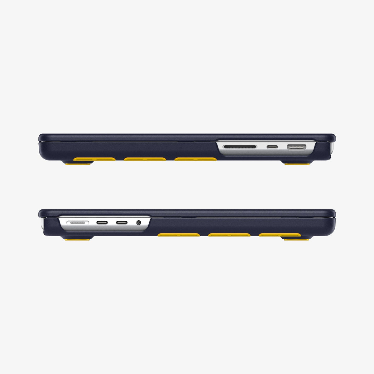 ACS11274 - MacBook Pro 16-inch Nano Pop Blueberry Navy showing side views with open cutouts for ports and ventilation