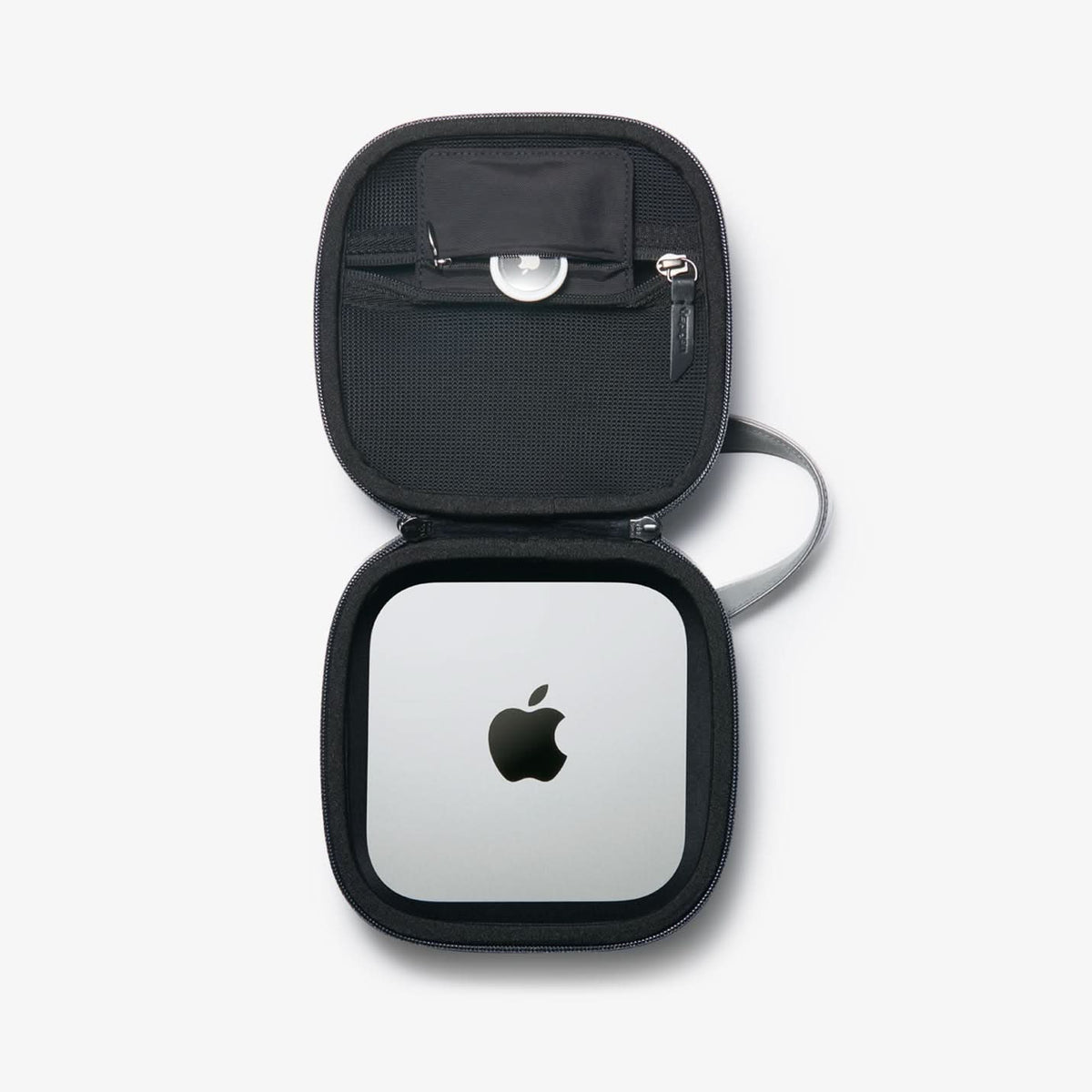AFA09214 - Mac Mini M4 Klasden Pouch in Charcoal Gray showing the inner, top view with device inside