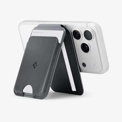 AFA11334 - MagSafe Card Holder Nano Pop S (Mag Fit) in Black Sesame showing front and partially side