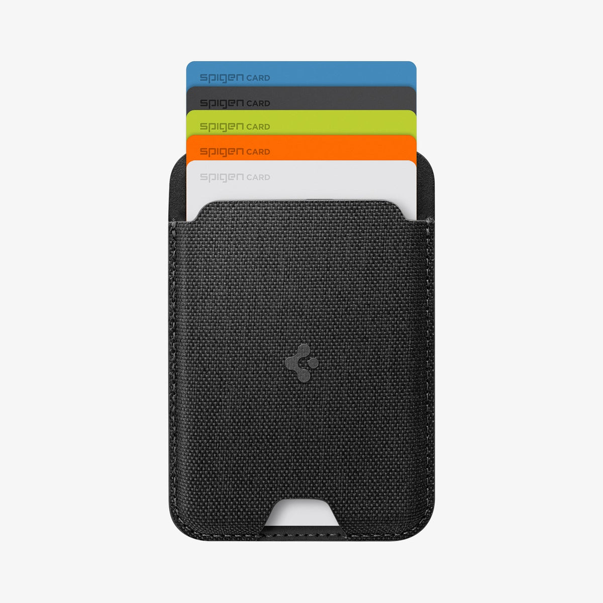 AFA11335 - Spigen MagFit Urban Fit Wallet close up showing fabric card holder with five cards inserted