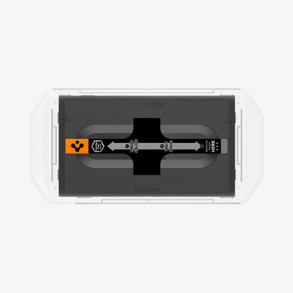 AGL10156 - Nintendo Switch 2 GLAS.tR EZ Fit in Clear showing the front of the installation tray attached to the device
