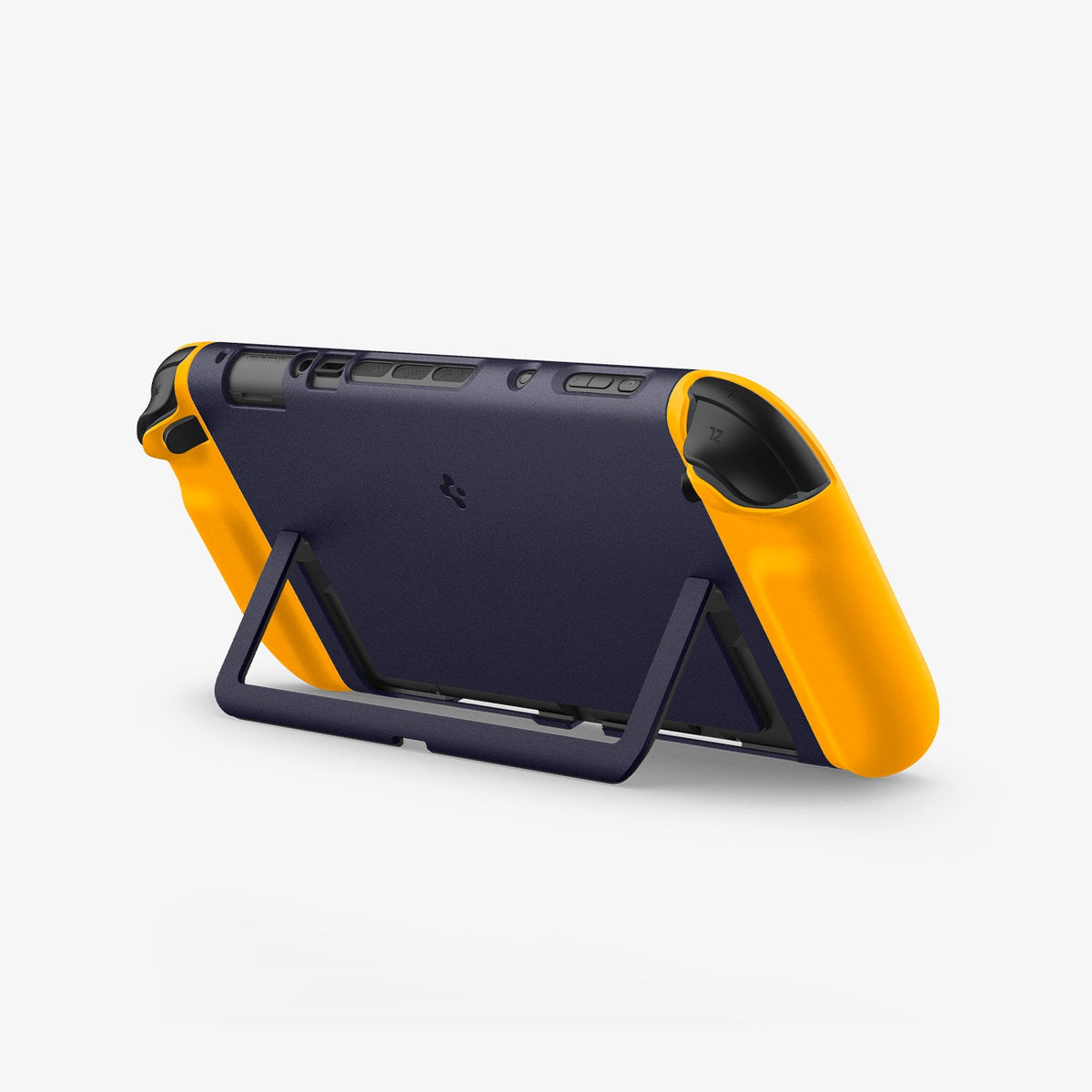 ACS10205 - Nintendo Switch 2 Case Nano Pop in Blueberry Navy showing the back, top and partial side propped up with the built-in kickstand