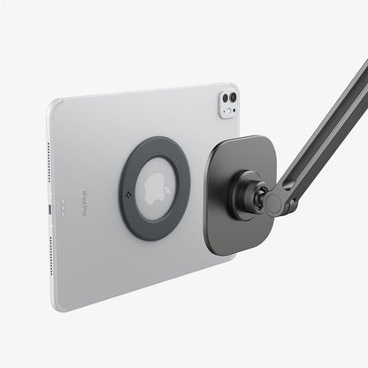 AMP09191 - OneTap Clamp in Space Gray showing the back hovering in front of the device back